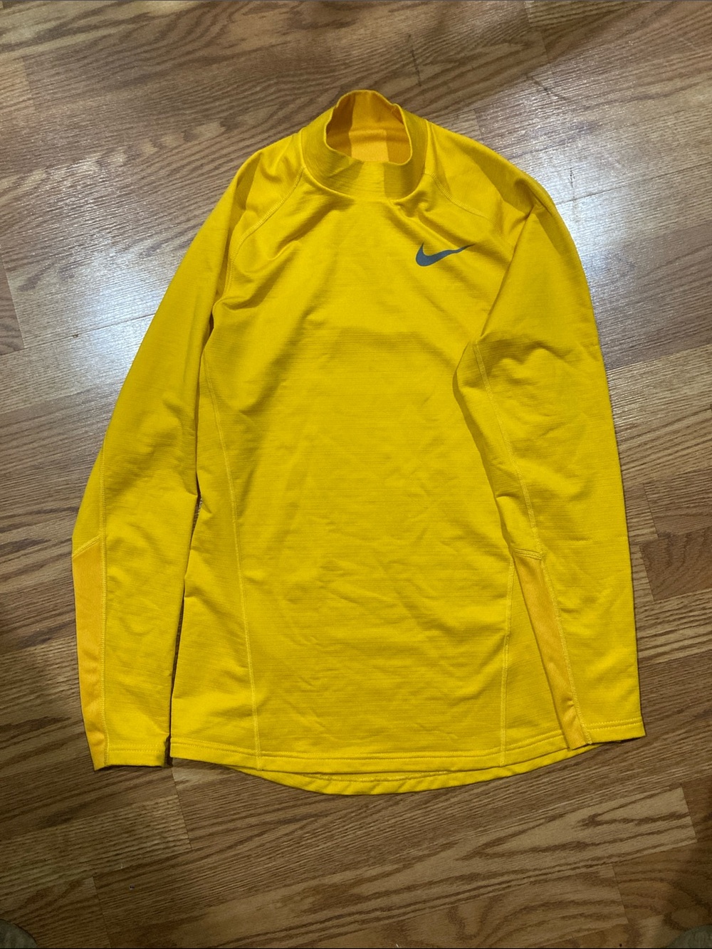 Nike Yellow Long Sleeve Athletic Top with Swoosh